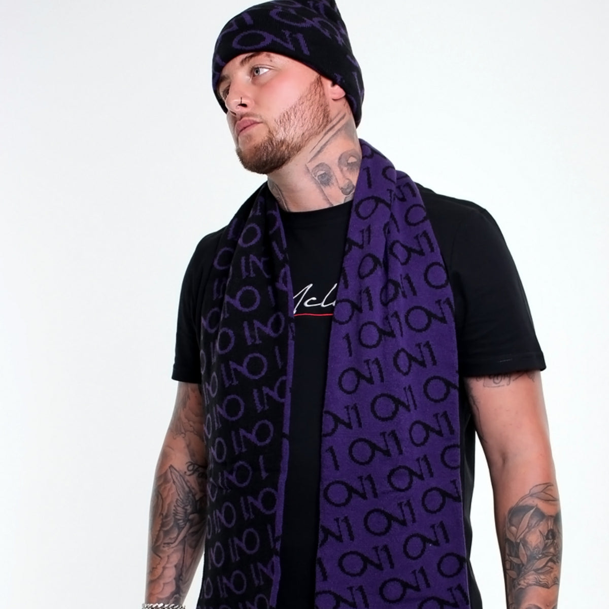 Purple and black best sale scarf