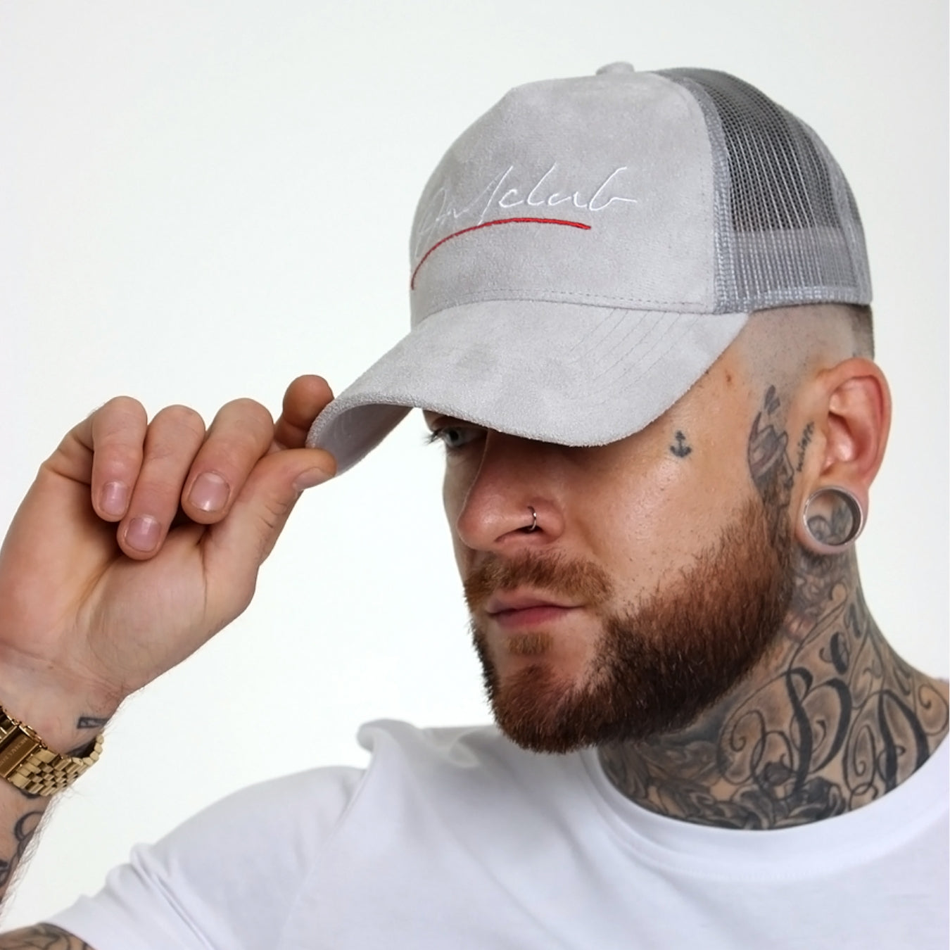 Original Signature Grey Suede Trucker Cap