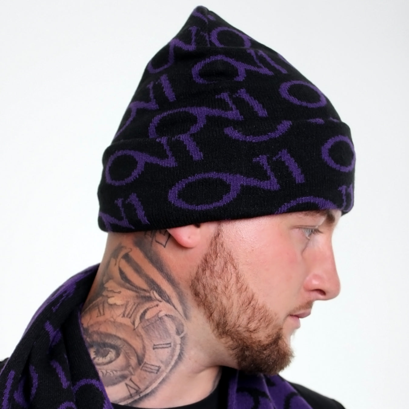 ON1 Beanie And Scarf - Purple|Black